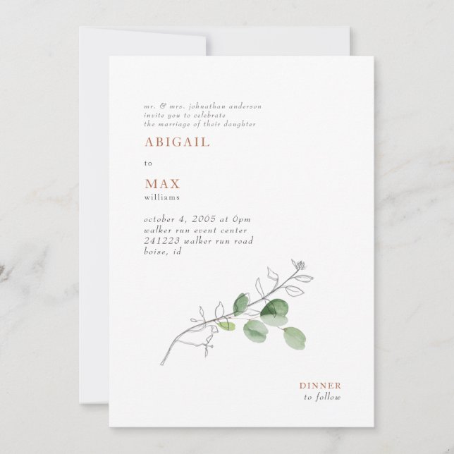 Invitation Mariage en terre cuite de printemps moderne (Devant)