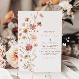 Invitation Mariage en terre cuite Fleur sauvage Boho