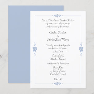 Invitation Mariage encadré Bleu Art Nouveau