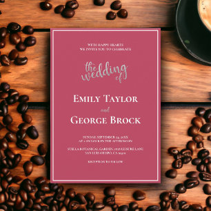 Invitation Mariage encadré Magenta Simple Moderne