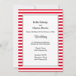 Invitation Mariage encadré rouge/blanc