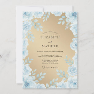 Invitation Mariage Enchanté à l'Aquarelle Bleu Clair
