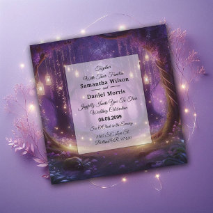 Invitation Mariage enchanté dans la forêt violette à minuit