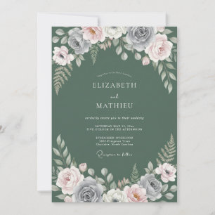 Invitation Mariage Enchanté de la Forêt de Vert Sauge