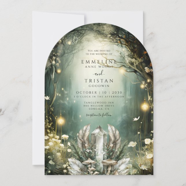 Invitation Mariage Enchanted Crystal Forest Arch (Devant)