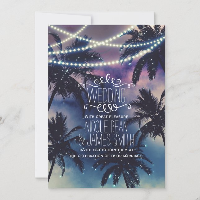 Invitation Mariage Enchanted Night Sky Soirée Lumières de pla (Devant)