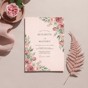 Invitation Mariage Enchantement Botanique Rose