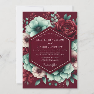 Invitation Mariage Enchantement Floral Bourgogne