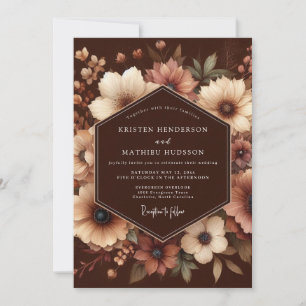 Invitation Mariage Enchantement Floral Brun