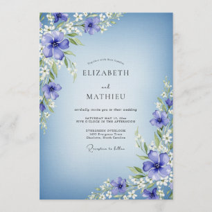 Invitation Mariage Enchantement Floral Pervenche