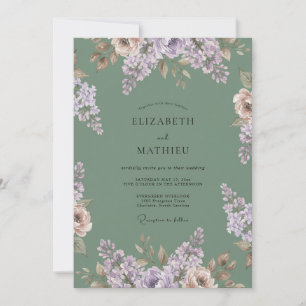 Invitation Mariage Enchantement Floral Sauge
