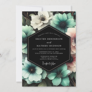 Invitation Mariage Enchantement Floral Turquoise