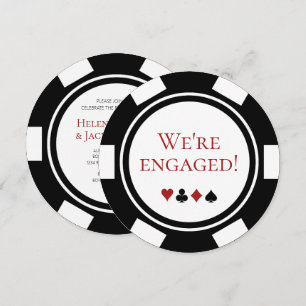 Invitation Mariage Engagement Party Black White Poker Chip