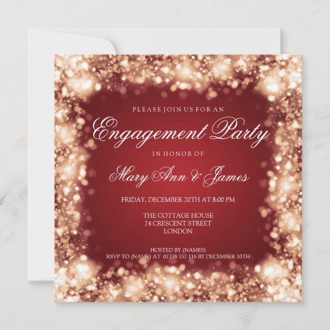 Invitation Mariage Engagement Party Lumière en or (Devant)