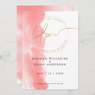 Invitation MARIAGE | Enregistrer la date Aquarelle du Rose de