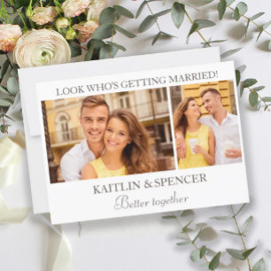 Invitation Mariage Enregistrer la Date Moderne 2 Photo Blanch