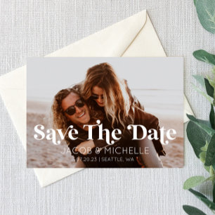 Invitation Mariage Enregistrer La Date Rétro Minimale Photo