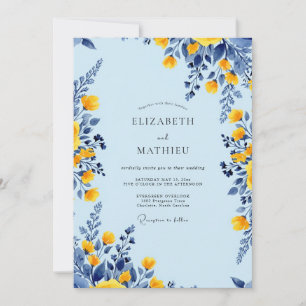 Invitation Mariage ensoleillé de printemps bleu clair
