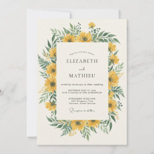 Invitation Mariage ensoleillé d'été jaune doré