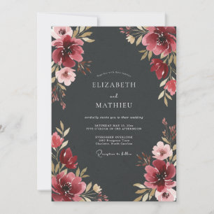 Invitation Mariage Envoûtant d'Automne Gris Charbon