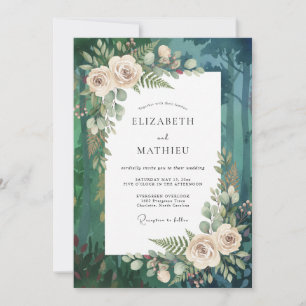 Invitation Mariage Épine de forêt Vert émeraude