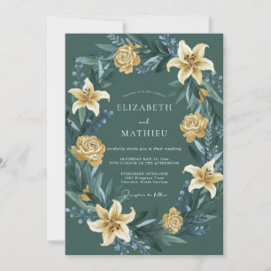 Invitation Mariage Épinette Lys Doré