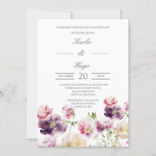 Invitation Mariage espagnol couleur eau fleurie