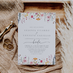 Invitation Mariage espagnol de fleurs sauvages colorées de pr