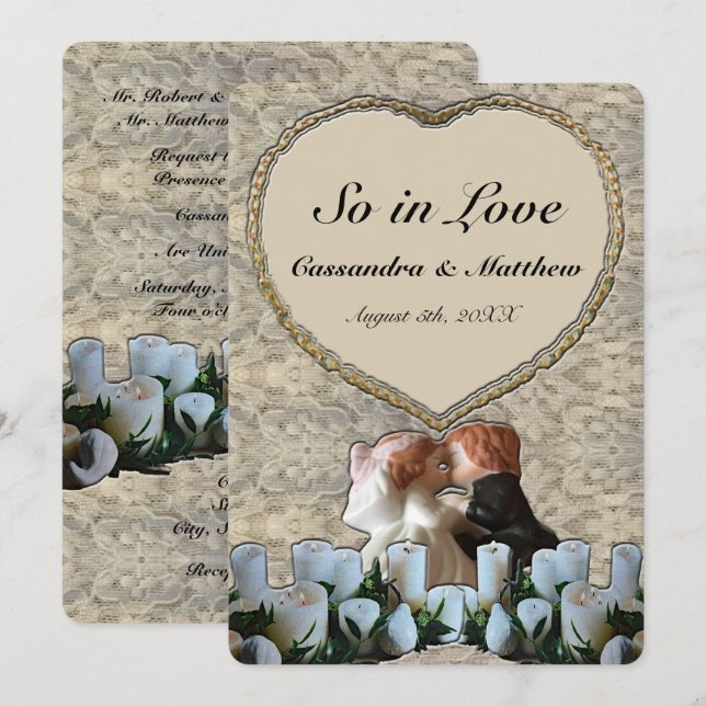 Invitation Mariage espagnol d'une mariée blanche (Devant / Derrière)