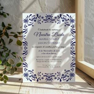 Invitation Mariage Espagnol Élégant aux Fleurs de Lavande Ble