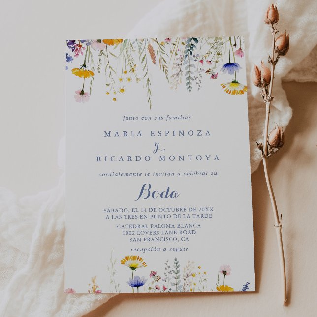 Invitation Mariage espagnol Fleur sauvage multicolore moderne (Créateur téléchargé)