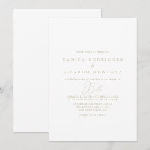 Invitation Mariage espagnol minimaliste chic or