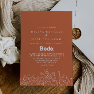 Invitation Mariage Espagnol Minimaliste Fleur Sauvage Terraco