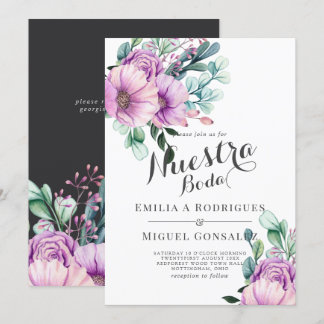Invitation Mariage Espagnol Rustique Fleur Violette Boda