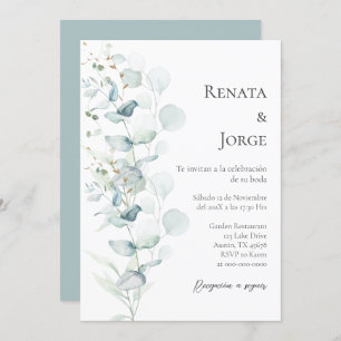 Invitation Mariage espagnol Sage Greenery