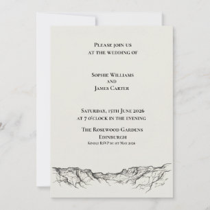 Invitation Mariage Esquisse de Château Écossais en Marbre