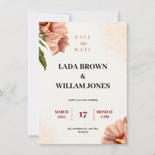 Invitation Mariage esthétique beige et Brown Floral