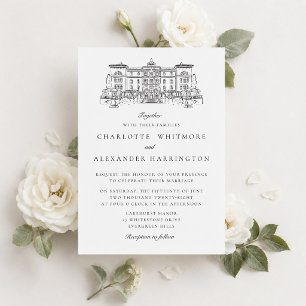Invitation Mariage esthétique de l'ancien argent à fond trans