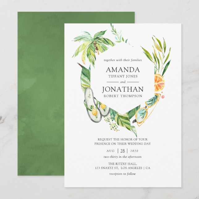 Invitation Mariage estival (Devant / Derrière)