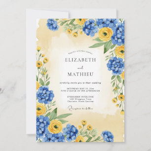 Invitation Mariage Estival Ensoleillé Bleu Myosotis