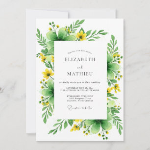 Invitation Mariage Estival Fleuri Vert