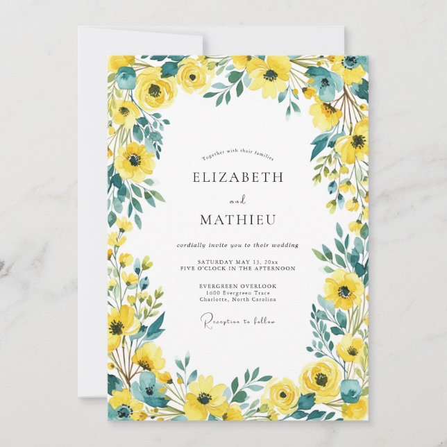 Invitation Mariage Estival Jaune et Joyeux (Devant)