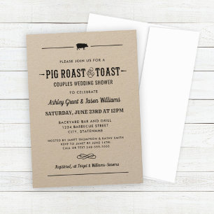 Invitation Mariage et Fête de Couple avec Grillade de Porc