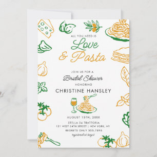 Invitation Mariage et pâtes dessinés à la main pour une baby 