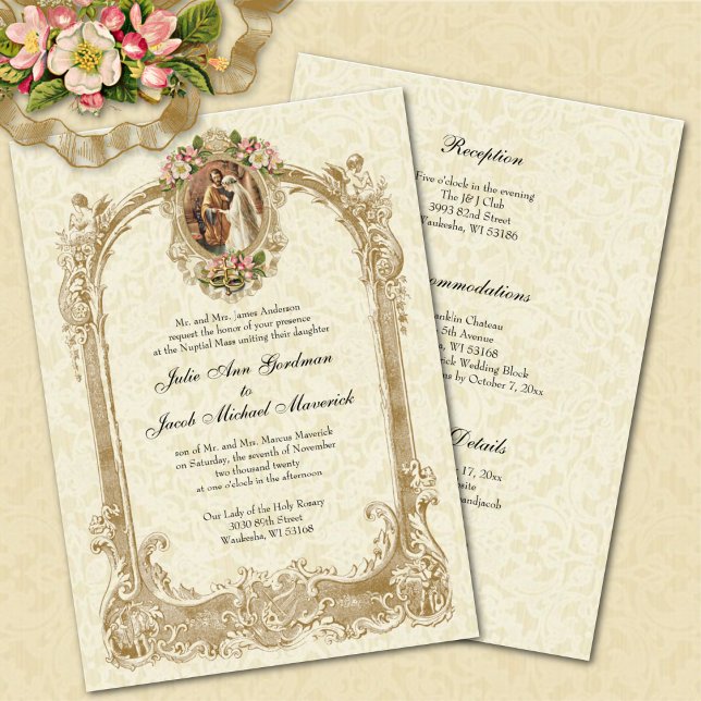 Invitation Mariage et Réception Traditionnels Catholiques Élé (Créateur téléchargé)