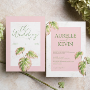 Invitation Mariage Été Aquarelle Élégant Rose Floral