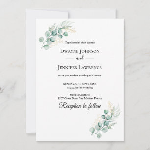 Invitation Mariage Été Bohème Eucalyptus Verdure