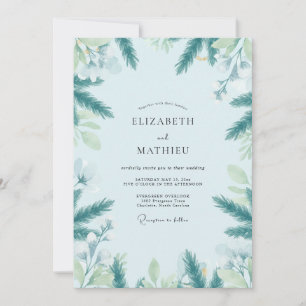 Invitation Mariage Éternel de Eucalyptus au Bleu Glacé