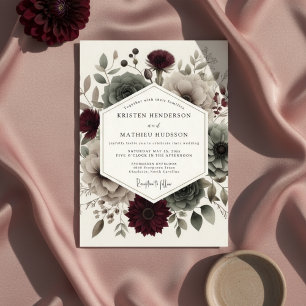Invitation Mariage Ethéré Bourgeon de Velours Bourgogne