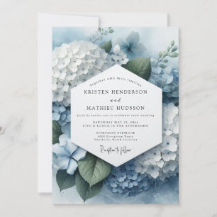 Invitation Mariage Éthéré Hydrangea Bleu